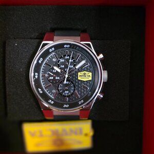 Brand new Invicta Racing 47737 Men's 44mm Quartz Black Dial Silicone Band Watch